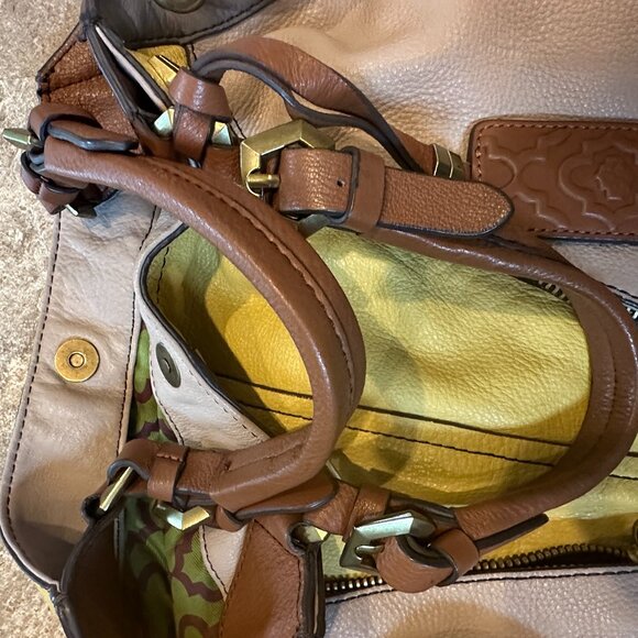 OrYany Handbag Victoria Dove Colorblock Pebble Grain Leather Bag Crossbody Hobo - Picture 8 of 16